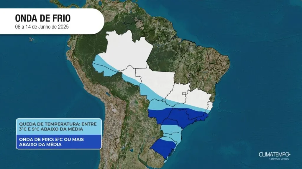 o mapa mostras áreas para ocorrência de baixa temperatura